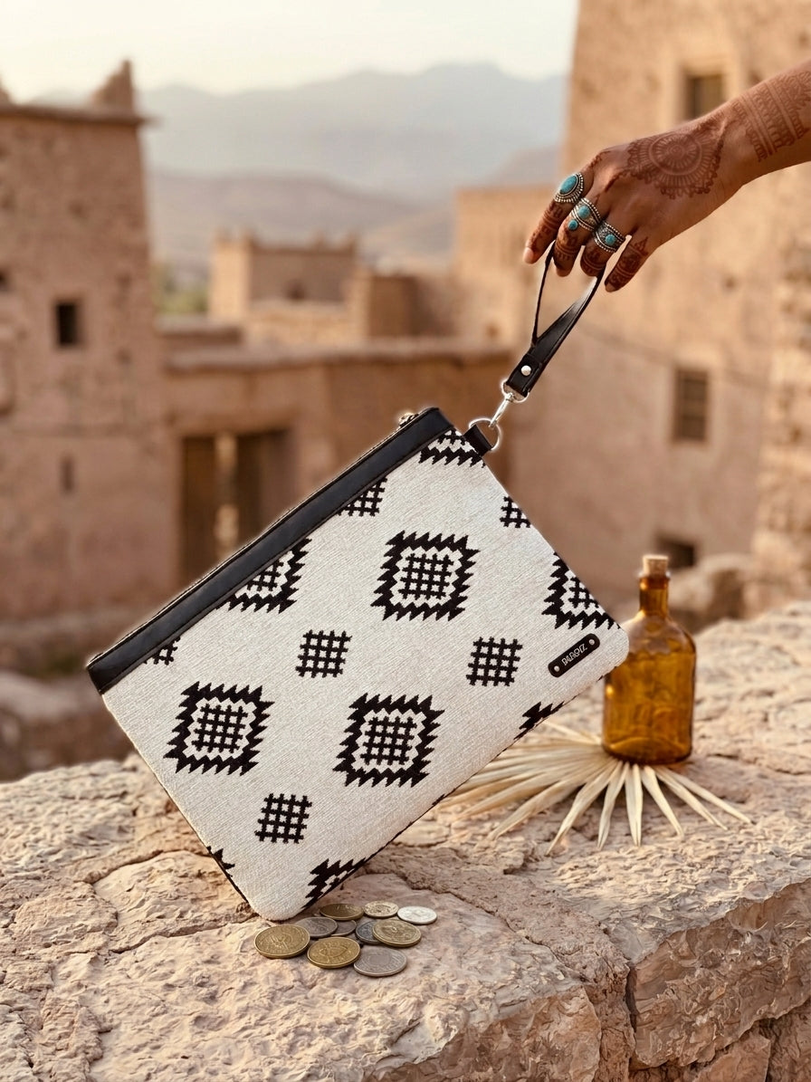 POCHETTE/TROUSSE  DIAMOND WHITE/BLACK
