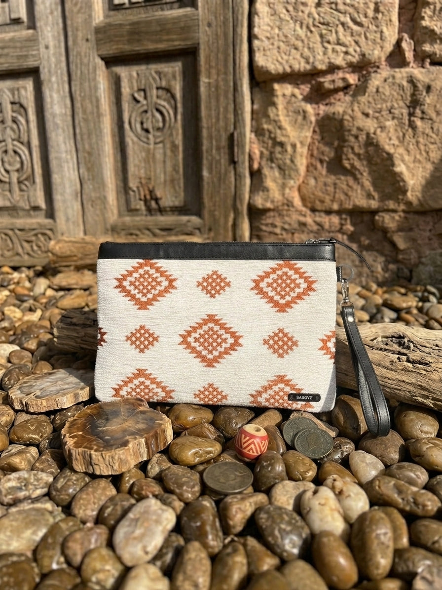 POCHETTE/TROUSSE  DIAMOND WHITE/ORANGE