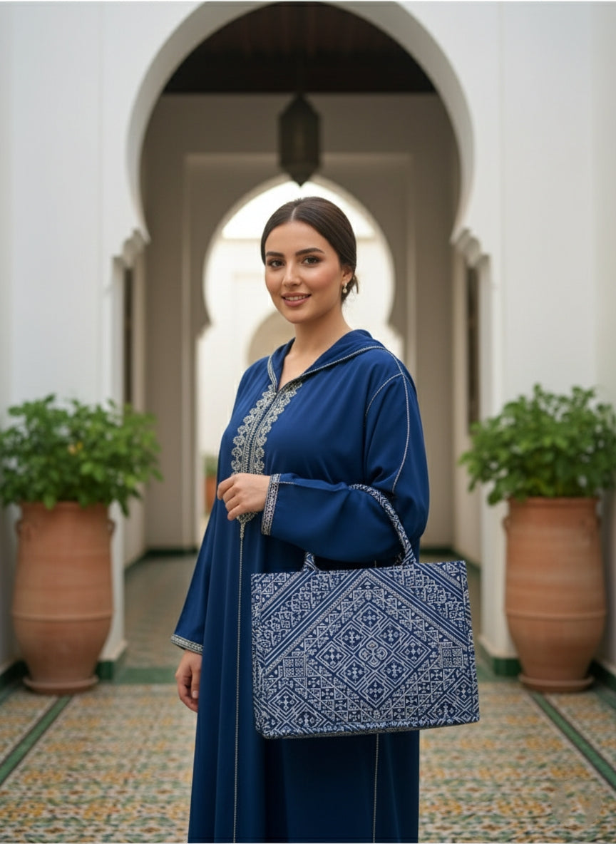 CABA BRODÉ EN BLEU